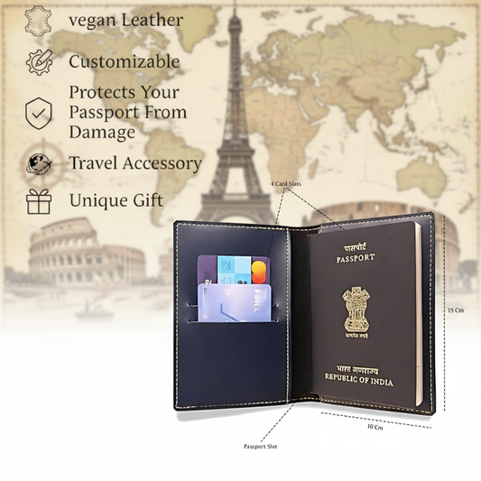 Personalized Faux Leather Passport Cover with Name