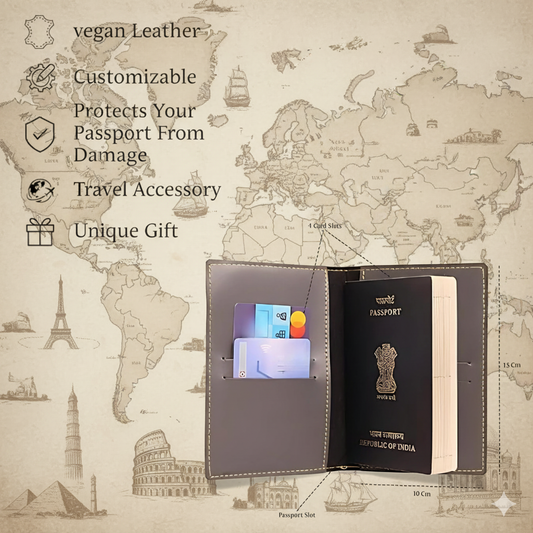 Personalized Faux Leather Passport Cover with Name