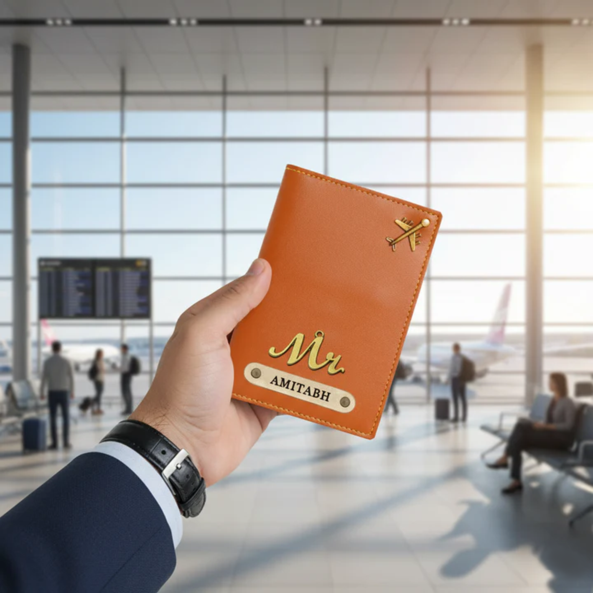 Personalized Faux Leather Passport Cover with Name