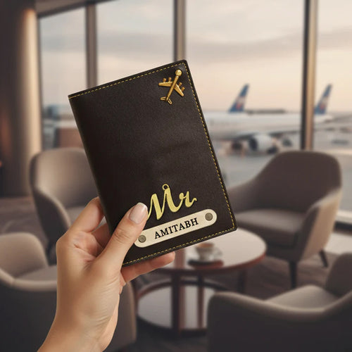 Personalized Faux Leather Passport Cover with Name
