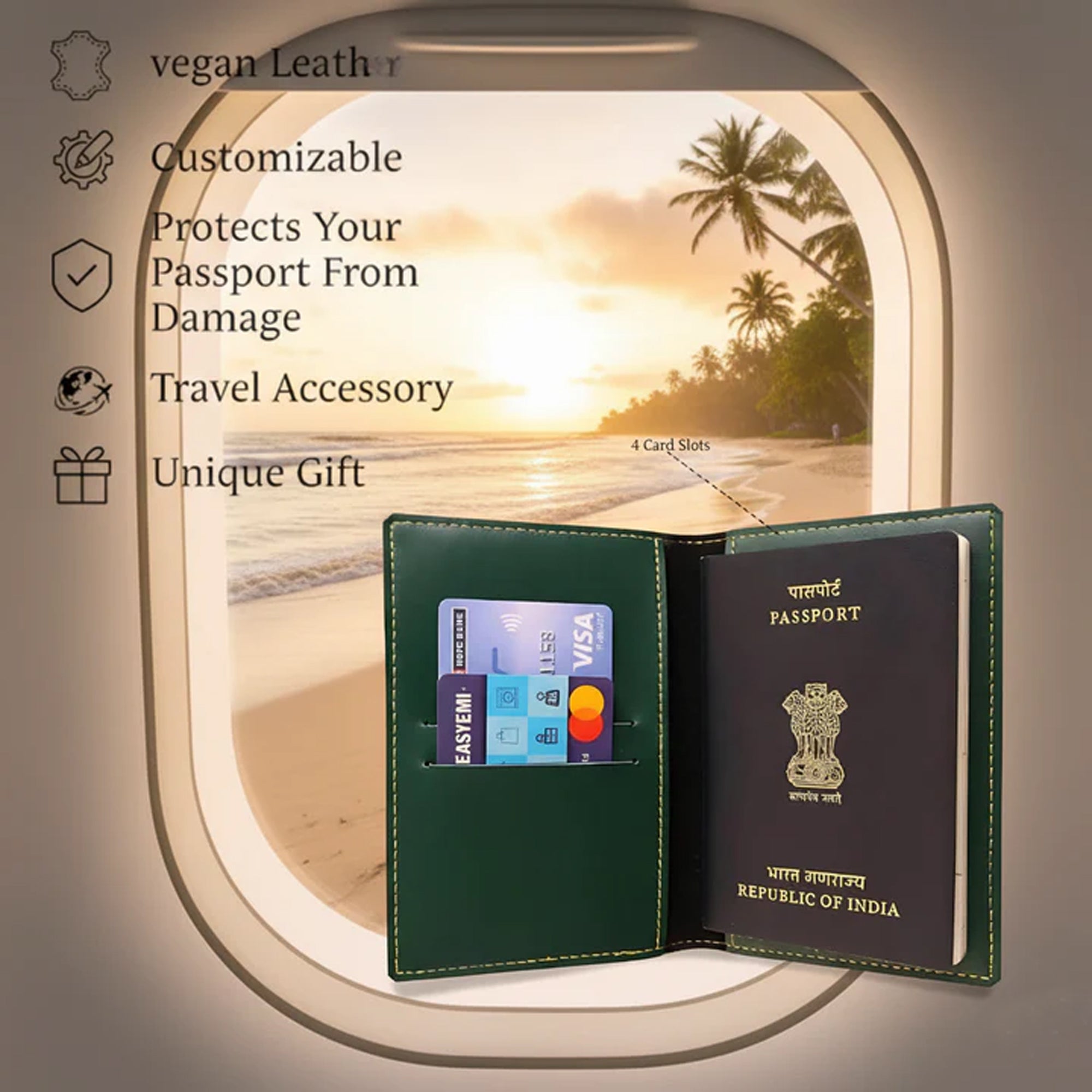 Personalized Faux Leather Passport Cover with Name