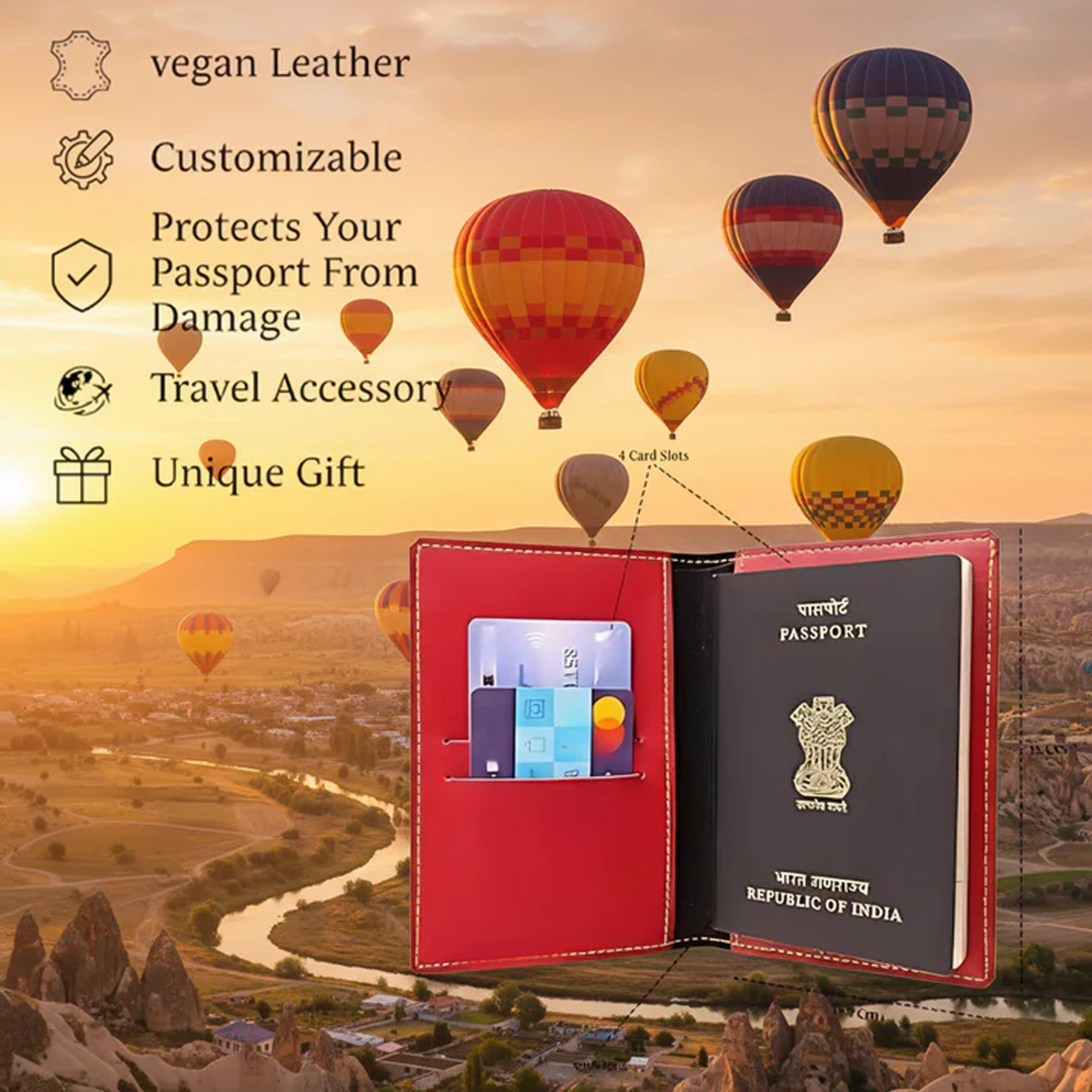 Personalized Faux Leather Passport Cover with Name