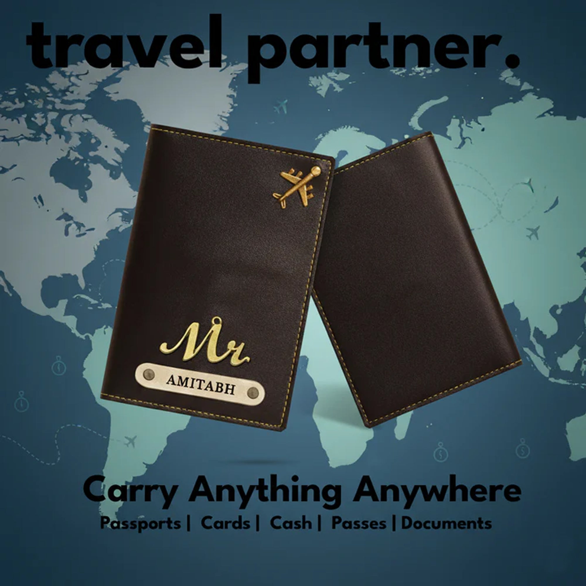 Personalized Faux Leather Passport Cover with Name