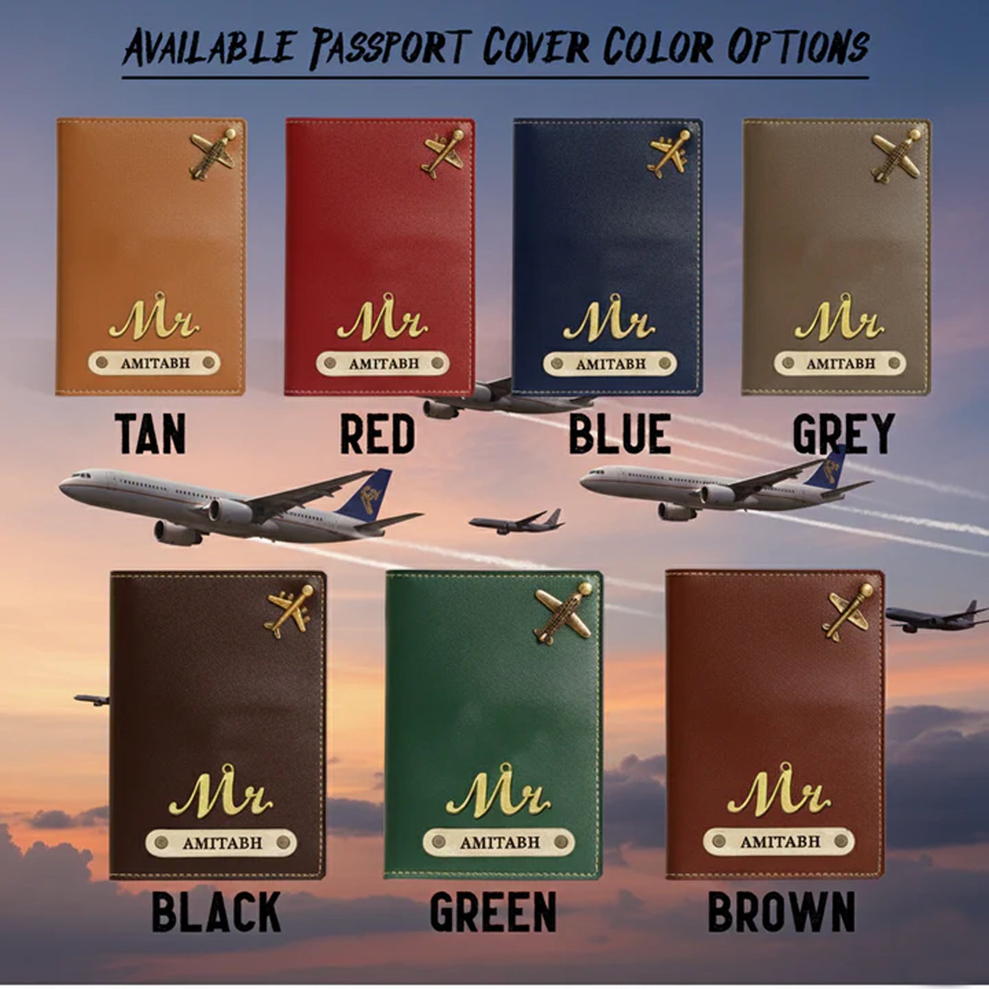 Personalized Faux Leather Passport Cover with Name