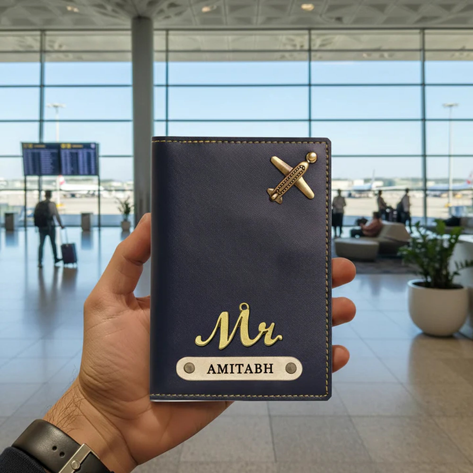 Personalized Faux Leather Passport Cover with Name