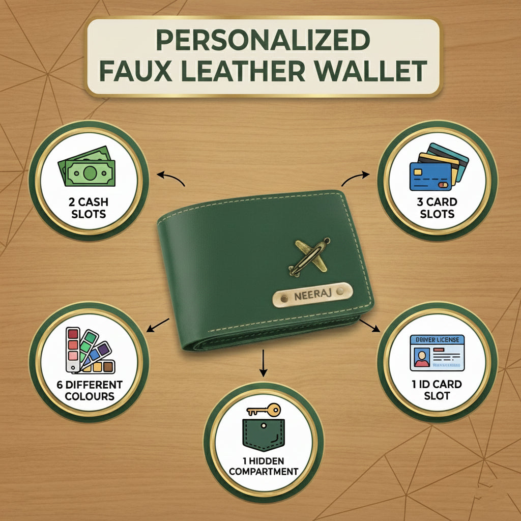 Personalized Faux Leather Wallet with Name