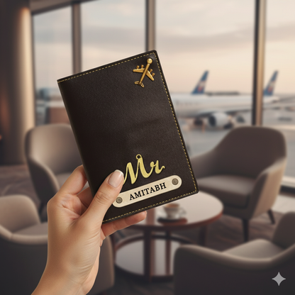 Personalized Faux Leather Passport Cover with Name