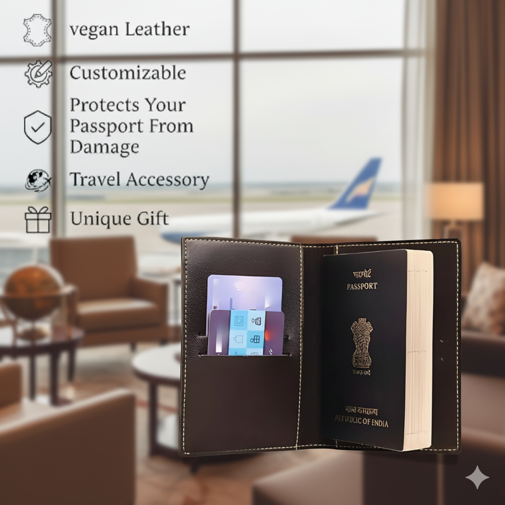 Personalized Faux Leather Passport Cover with Name