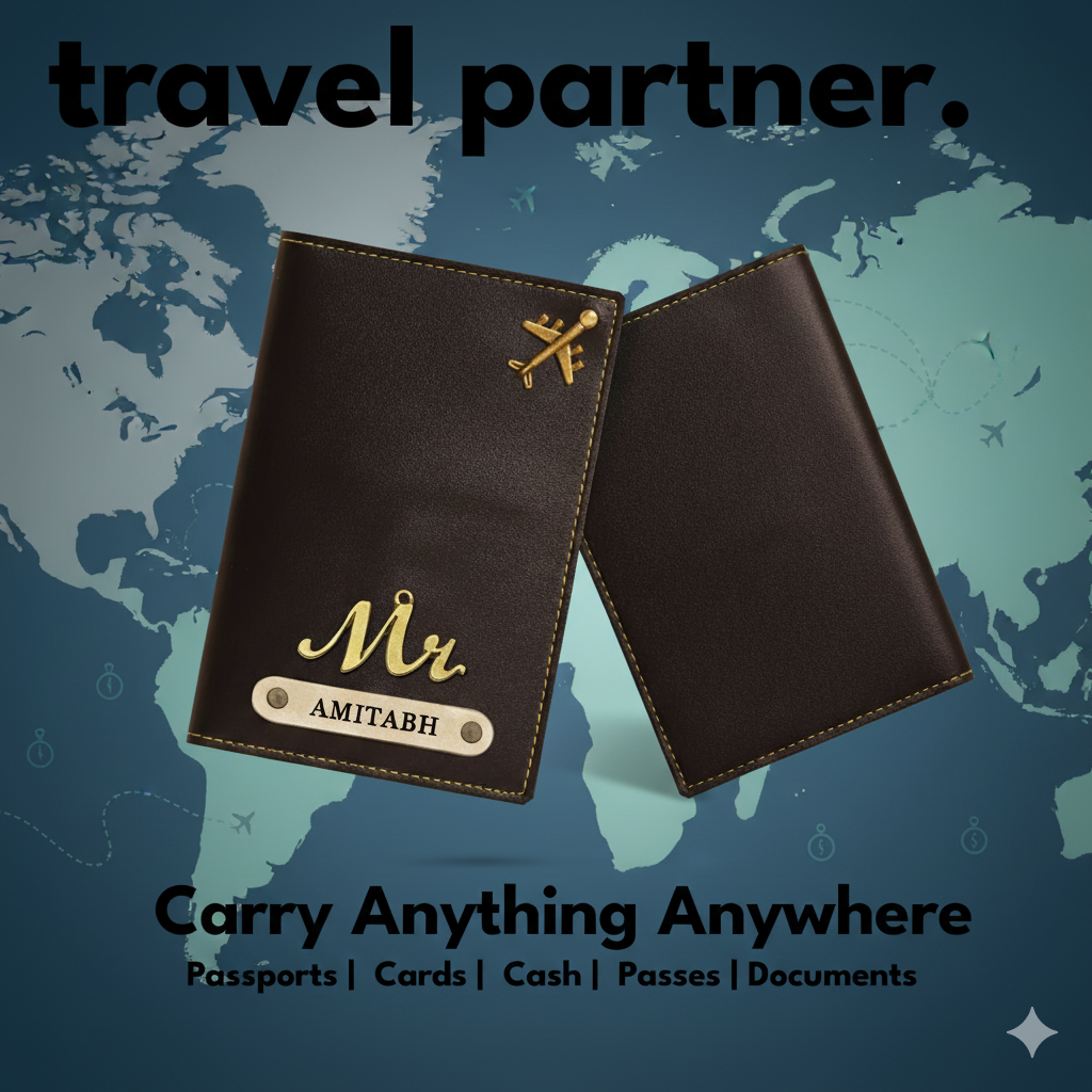 Personalized Faux Leather Passport Cover with Name