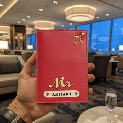 Personalized Faux Leather Passport Cover with Name