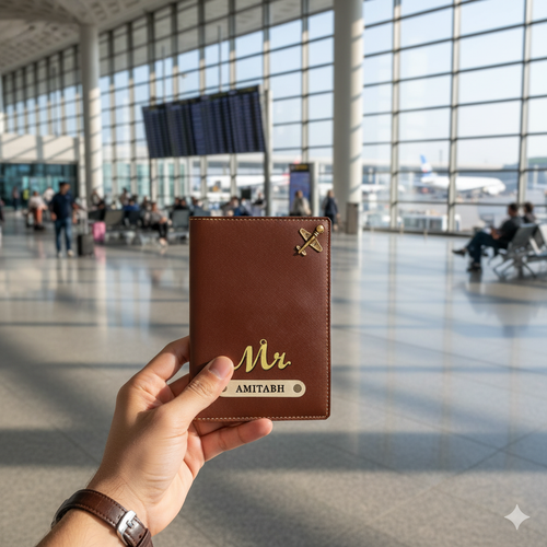 Personalized Faux Leather Passport Cover with Name