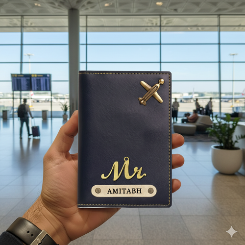 Personalized Faux Leather Passport Cover with Name