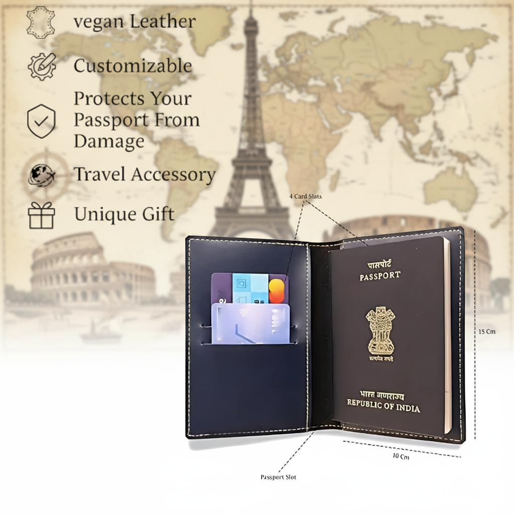 Personalized Faux Leather Passport Cover with Name