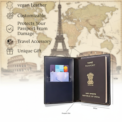 Personalized Faux Leather Passport Cover with Name