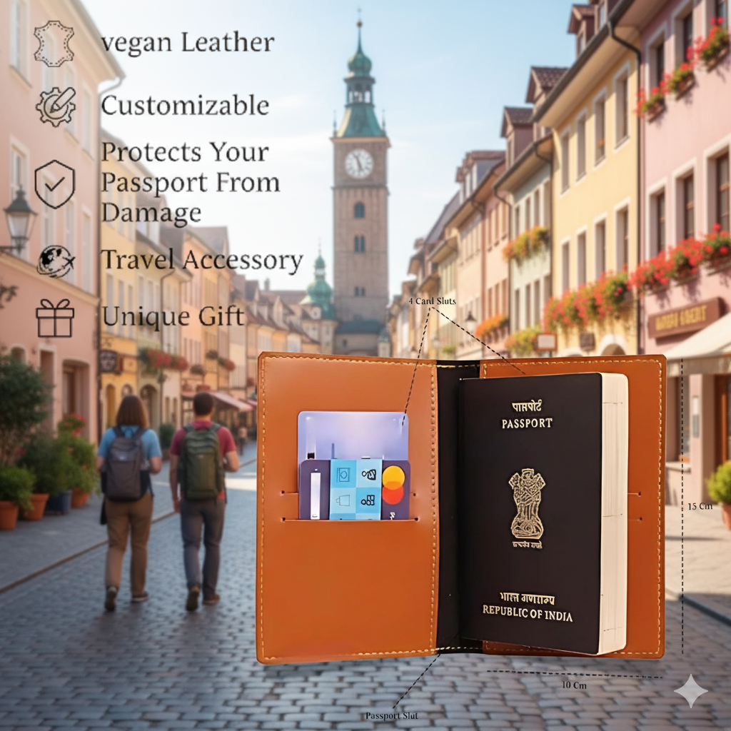Personalized Faux Leather Passport Cover with Name