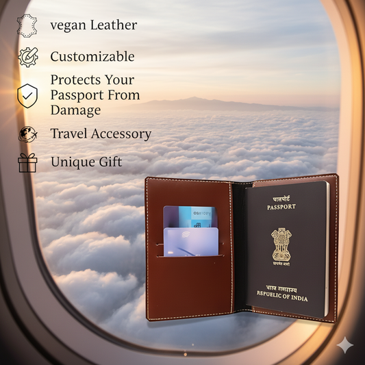 Personalized Faux Leather Passport Cover with Name