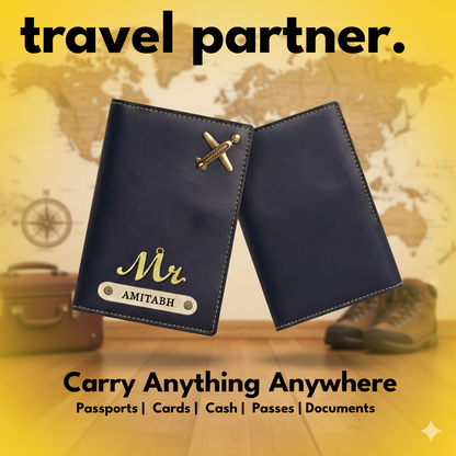 Personalized Faux Leather Passport Cover with Name