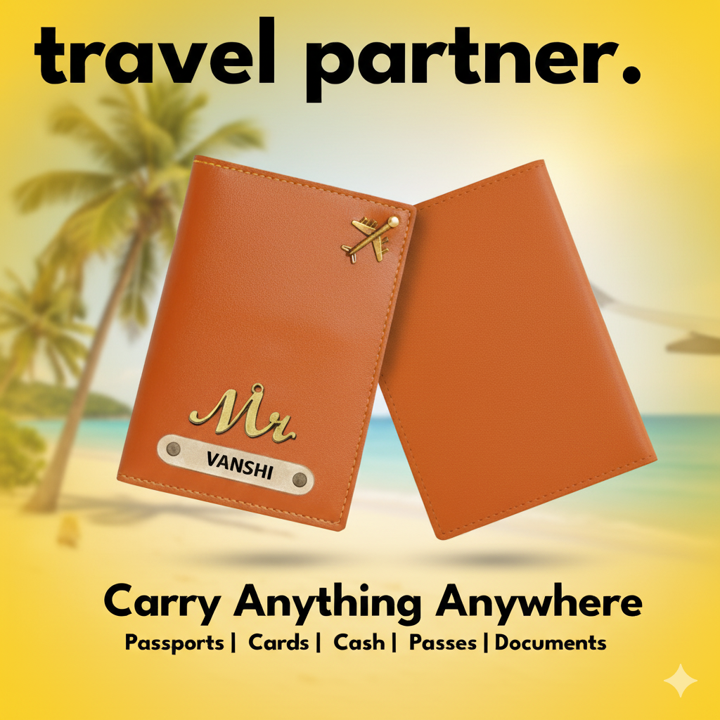 Personalized Faux Leather Passport Cover with Name