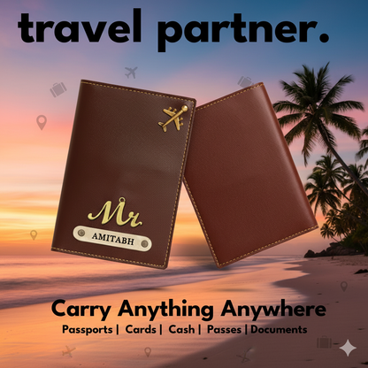 Personalized Faux Leather Passport Cover with Name