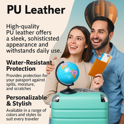 Personalized Faux Leather Passport Cover with Name
