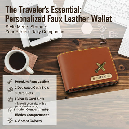 Personalized Faux Leather Wallet with Name